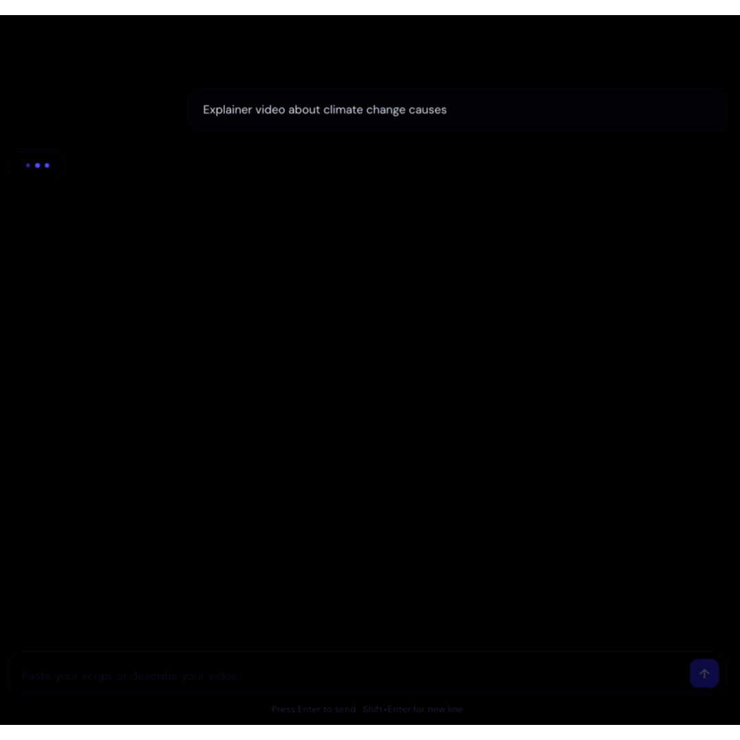 SmartFootage new chat screen: script input, example prompts, and sidebar.
